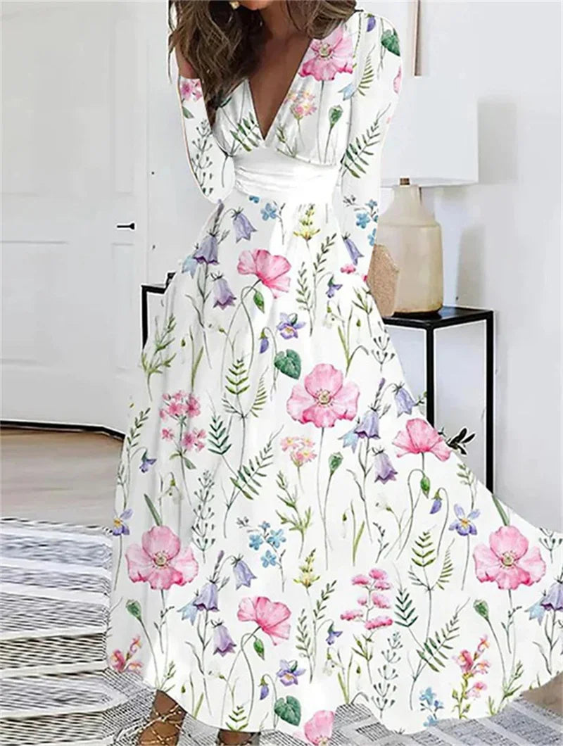 Vestido Estampado de Manga Larga
