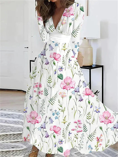 Vestido Estampado de Manga Larga
