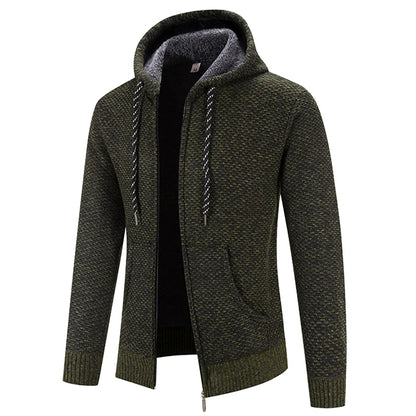 Chaqueta con capucha y cremallera de punto para hombre