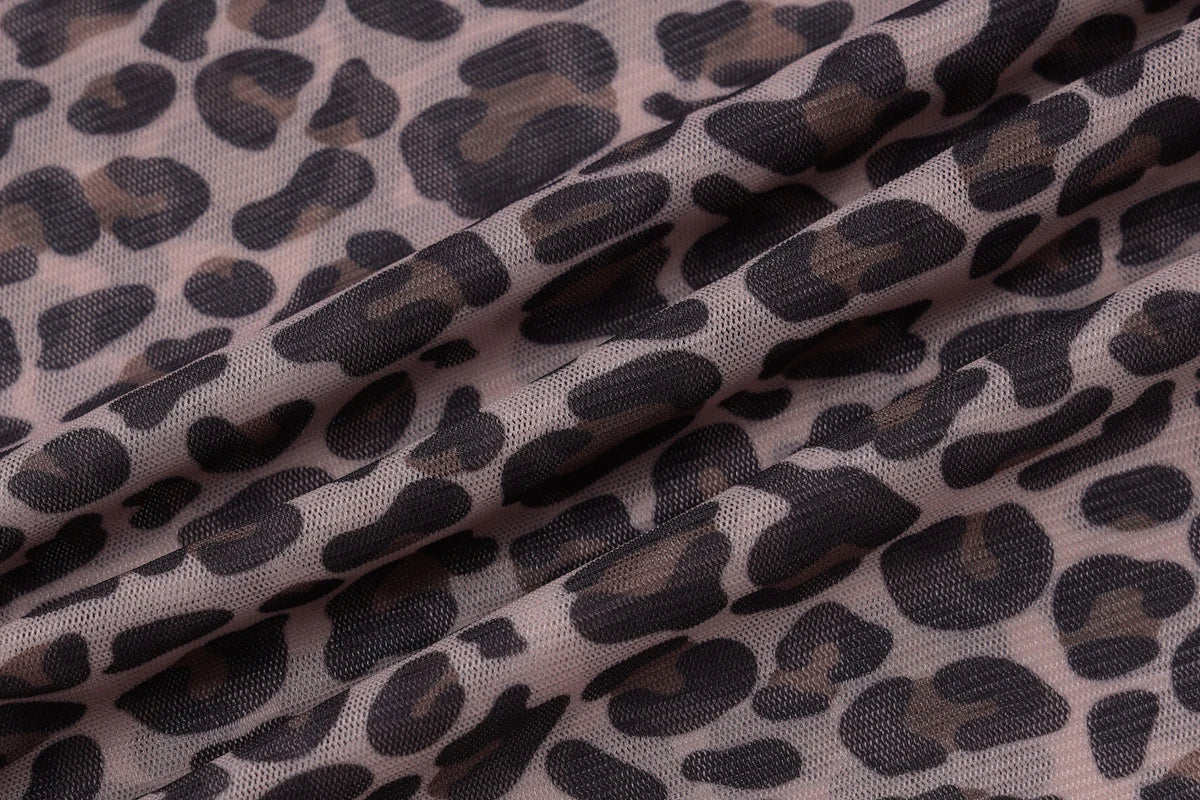 Leopard Mesh Long-Sleeve Top