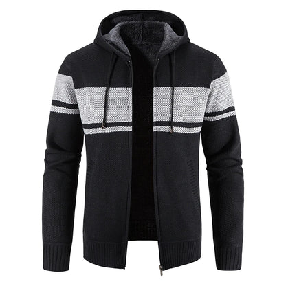 Chaqueta con capucha y cremallera de punto para hombre
