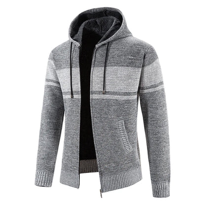Chaqueta con capucha y cremallera de punto para hombre