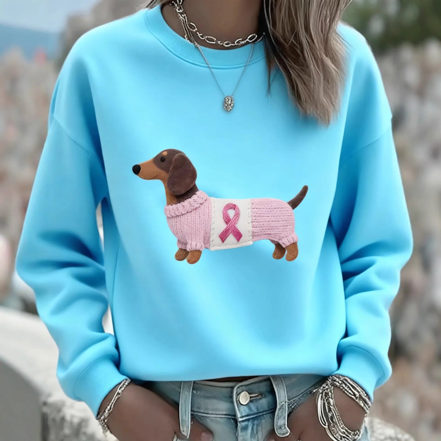 Strickpullover mit Dackelmotiv