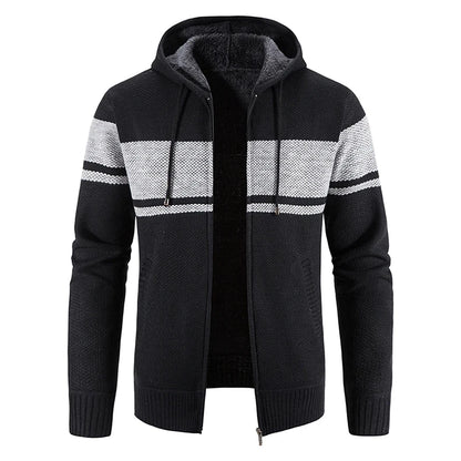 Chaqueta con capucha y cremallera de punto para hombre