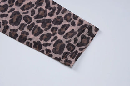 Leopard Mesh Long-Sleeve Top