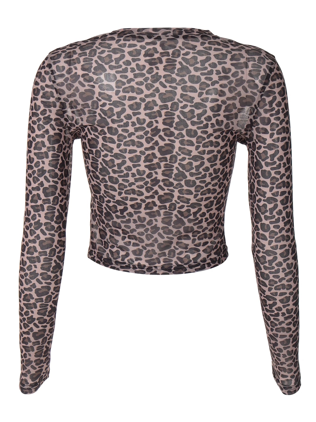 Leopard Mesh Long-Sleeve Top