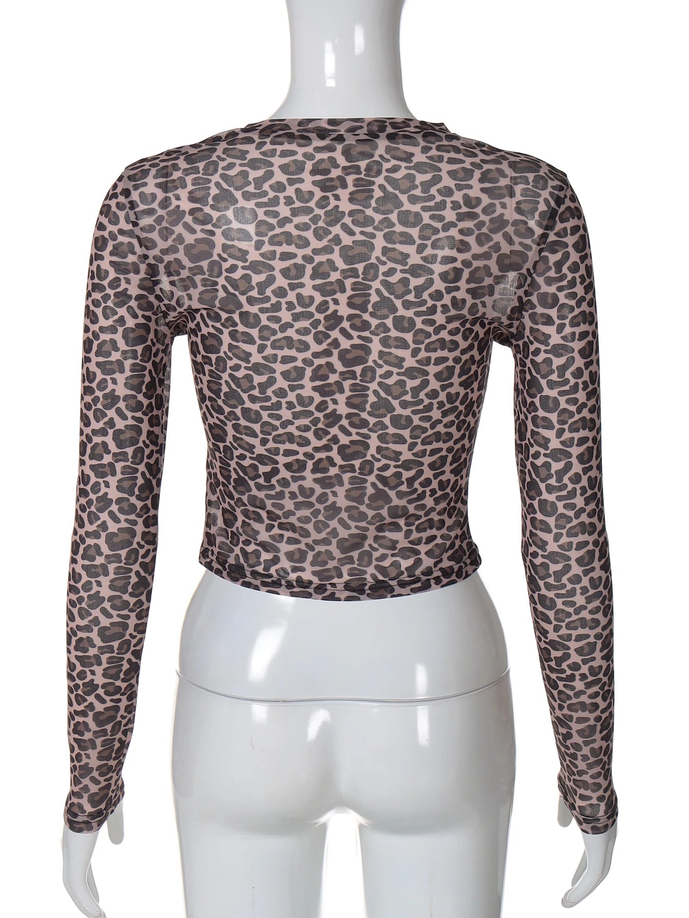 Leopard Mesh Long-Sleeve Top