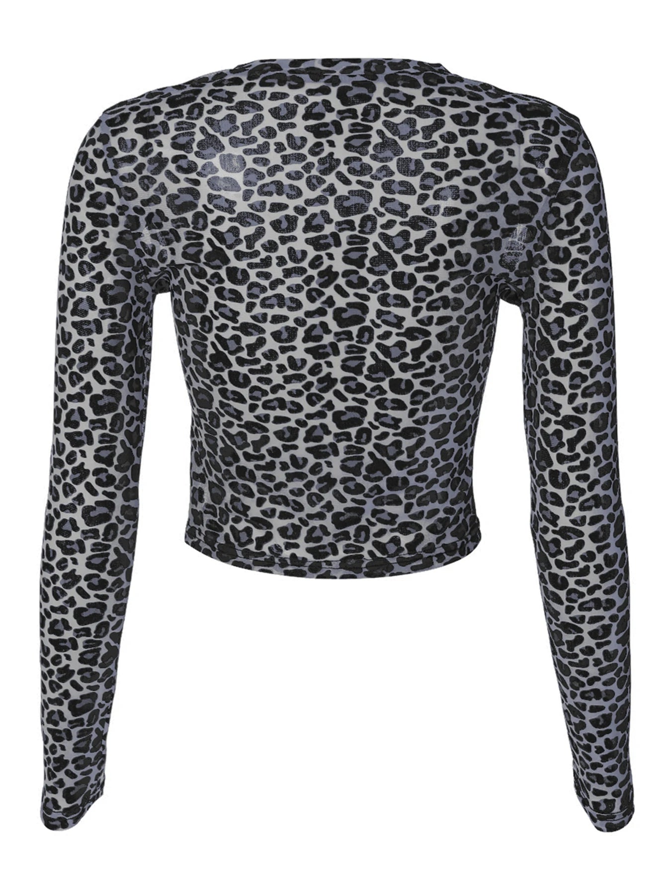 Leopard Mesh Long-Sleeve Top