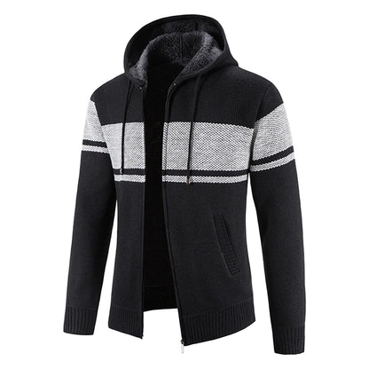 Chaqueta con capucha y cremallera de punto para hombre