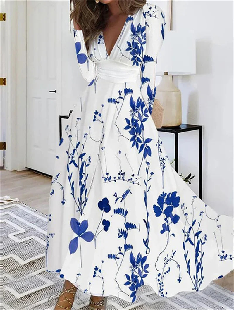 Vestido Estampado de Manga Larga