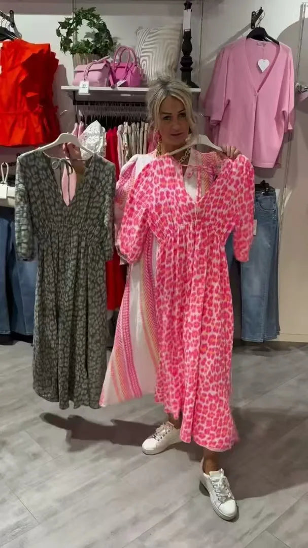 Vestido midi suave con estampado animal