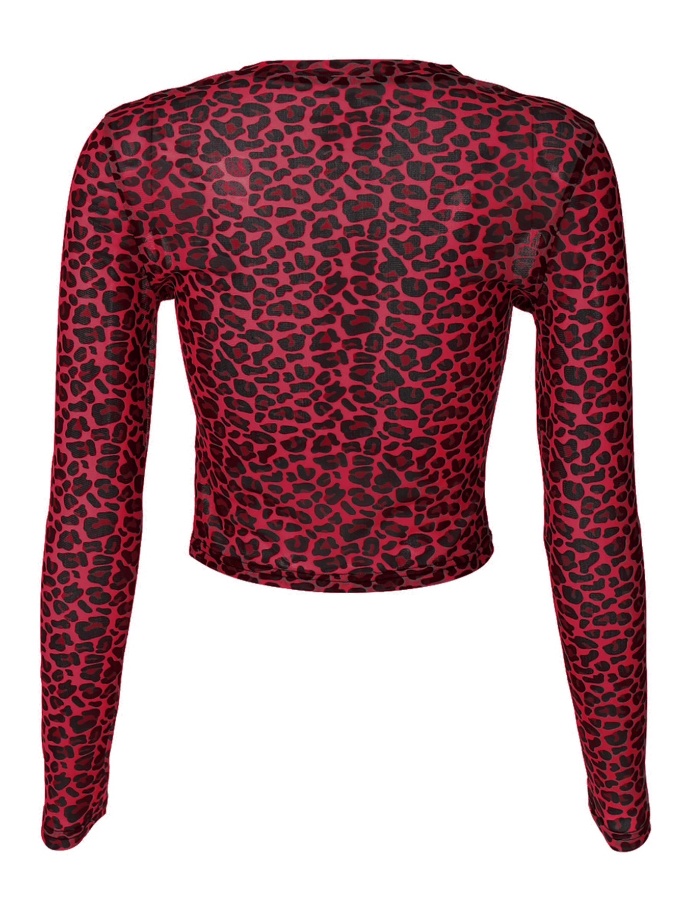 Leopard Mesh Long-Sleeve Top