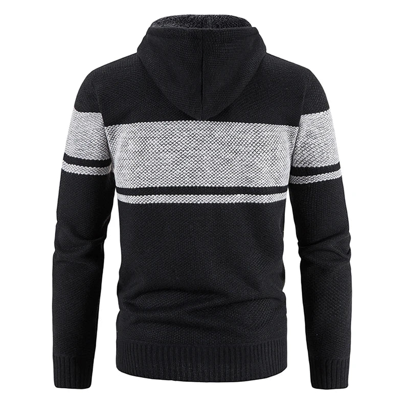 Chaqueta con capucha y cremallera de punto para hombre