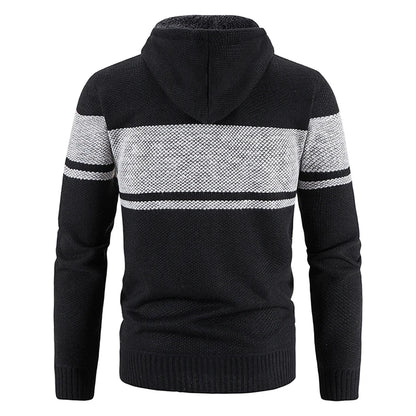 Chaqueta con capucha y cremallera de punto para hombre