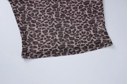 Leopard Mesh Long-Sleeve Top