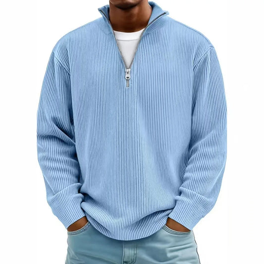 Henry Cordpullover mit halbem Reißverschluss