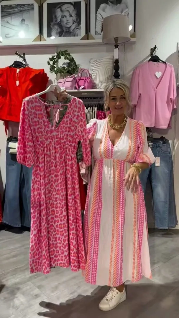 Vestido midi suave con estampado animal