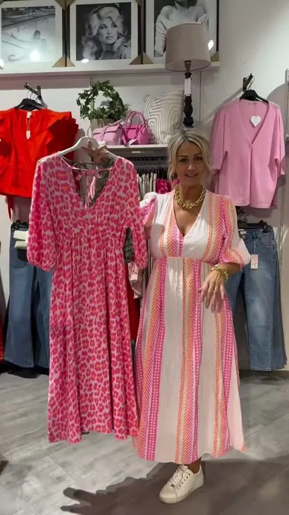 Vestido midi suave con estampado animal