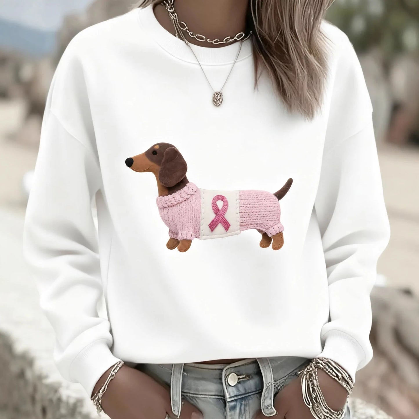 Strickpullover mit Dackelmotiv