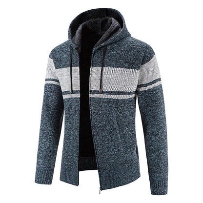 Chaqueta con capucha y cremallera de punto para hombre
